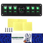 PreWired 6 Gang Switch Panel Green LED Rocker Switch Panel 12-24V with Voltmeter
