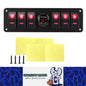 PreWired 6 Gang Switch Panel Red LED Rocker Switch Panel 12-24V with Voltmeter