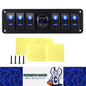 PreWired 6 Gang Switch Panel Blue LED Rocker Switch Panel 12-24V with Voltmeter