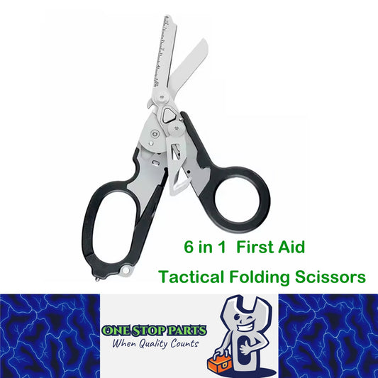 Black Multitool 6 in 1 First Aid Tactical Folding Scissor Outdoor Survival Tool