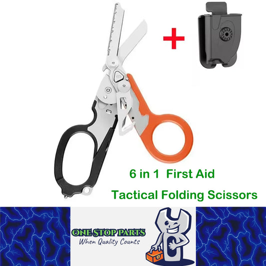 Multifunction 6 in 1 First Aid Tactical Folding Scissor Outdoor Survival Tool