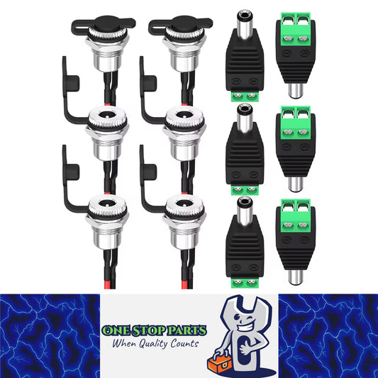6 Pair 5.5x2.1MM Pre-Wired Female DC Power Jack Panel Mount & Male DC Connector