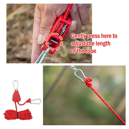 6x Red Reflective Camping Tent Rope Tie Down Fasteners Tensioner Ratchet Hangers