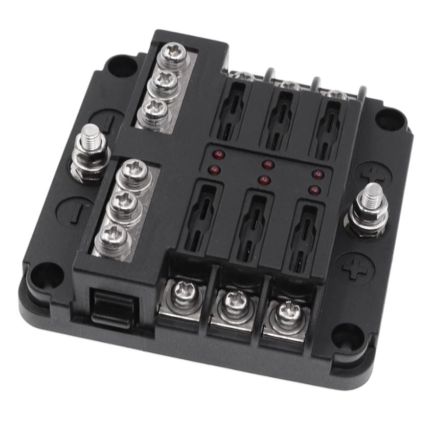 6 Way Fuse Box with cover and name plate stickers with busbar (1pc)