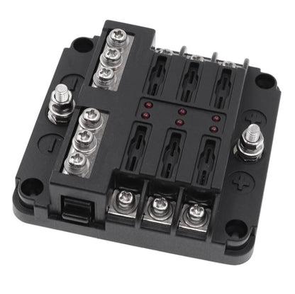 6 Way Fuse Box with cover and name plate stickers with busbar (1pc)