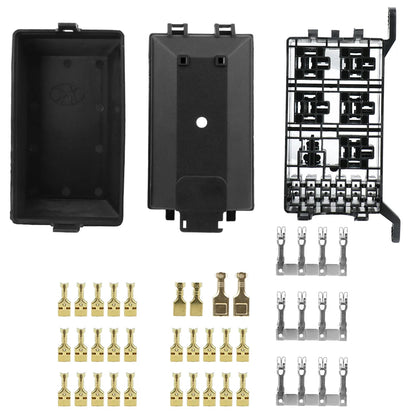 1 x 6 Way ATC/ATO Blade Fuse Holder and 6 Way Relay Socket Box Block