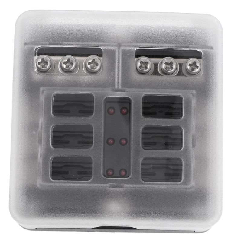 6 Way Fuse Box with cover and name plate stickers with busbar (1pc)