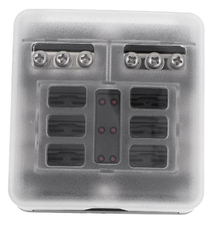 6 Way Fuse Box with cover and name plate stickers with busbar (1pc)