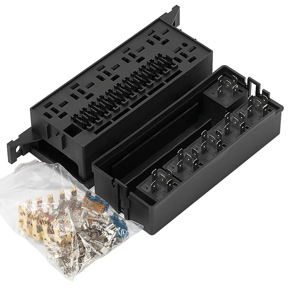 12V Fuse Relay Box 6 Relays 11 ATC/ATO Fuses Waterproof for Car Marine Boat