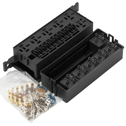 12V Fuse Relay Box 6 Relays 11 ATC/ATO Fuses Waterproof for Car Marine Boat