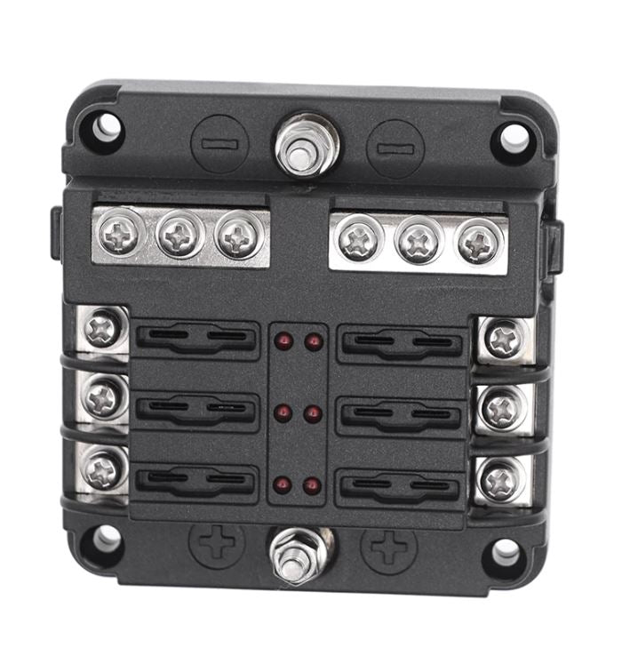 6 Way Fuse Box with cover and name plate stickers with busbar (1pc)