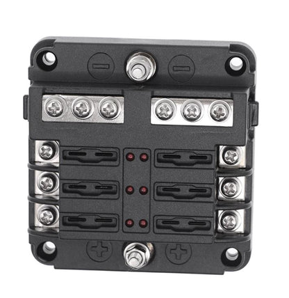 6 Way Fuse Box with cover and name plate stickers with busbar (1pc)