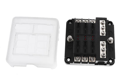 6 Way Fuse Box with cover and name plate stickers with busbar (1pc)