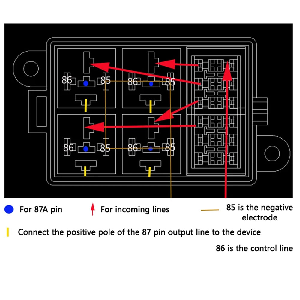 12V Relay Box 4 Way 40A Relay and 6 Way ATC/ATO Fuse Holder with Relay Fuse