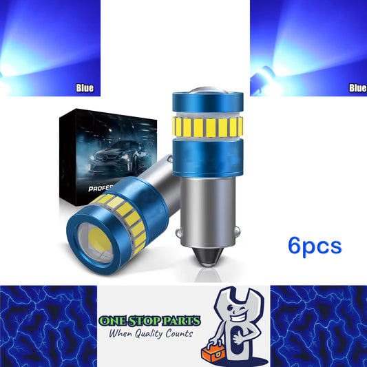 6pcs BA9S Blue 12V 19SMD Canbus Super Bright T4W LED Bulbs BA9S LED Globes