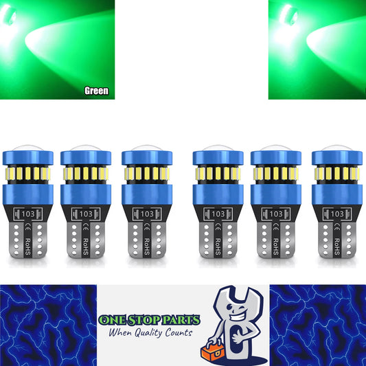 6pcs T10 Green 19SMD Canbus LED Bulbs Super Bright 194 W5W T10 LED Globes