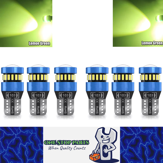 6pcs T10 Lemon Green 19SMD Canbus LED Bulbs Super Bright 194 W5W T10 LED Globes