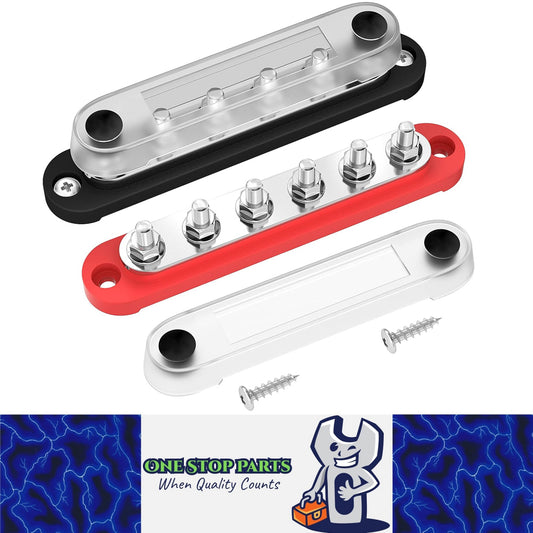 M6 Bus Bar 12V-48V 150A Power Distribution Block 6xM6 Posts Studs Terminal Block