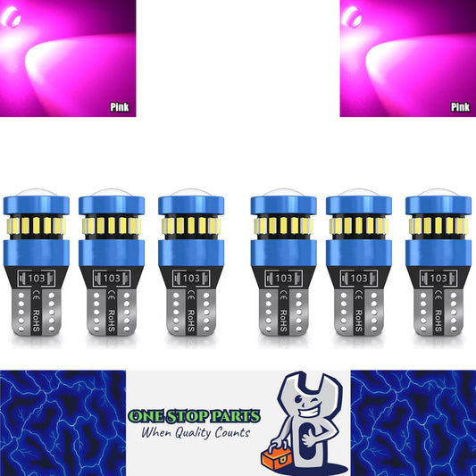 6pcs T10 Pink/Purple 19SMD Canbus LED Bulbs Super Bright 194 W5W T10 LED Globes