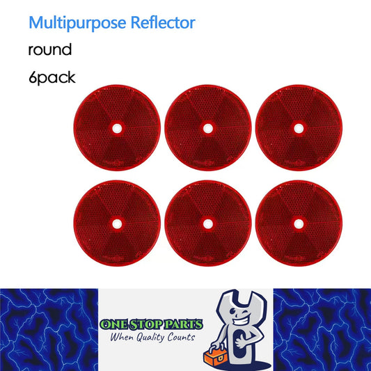 6 x Red Reflectors Screw on Red Reflectors 80mm Round Reflectors with Screws