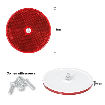 6 x White Reflectors Screw on White Reflectors 80mm Round Reflectors with Screws
