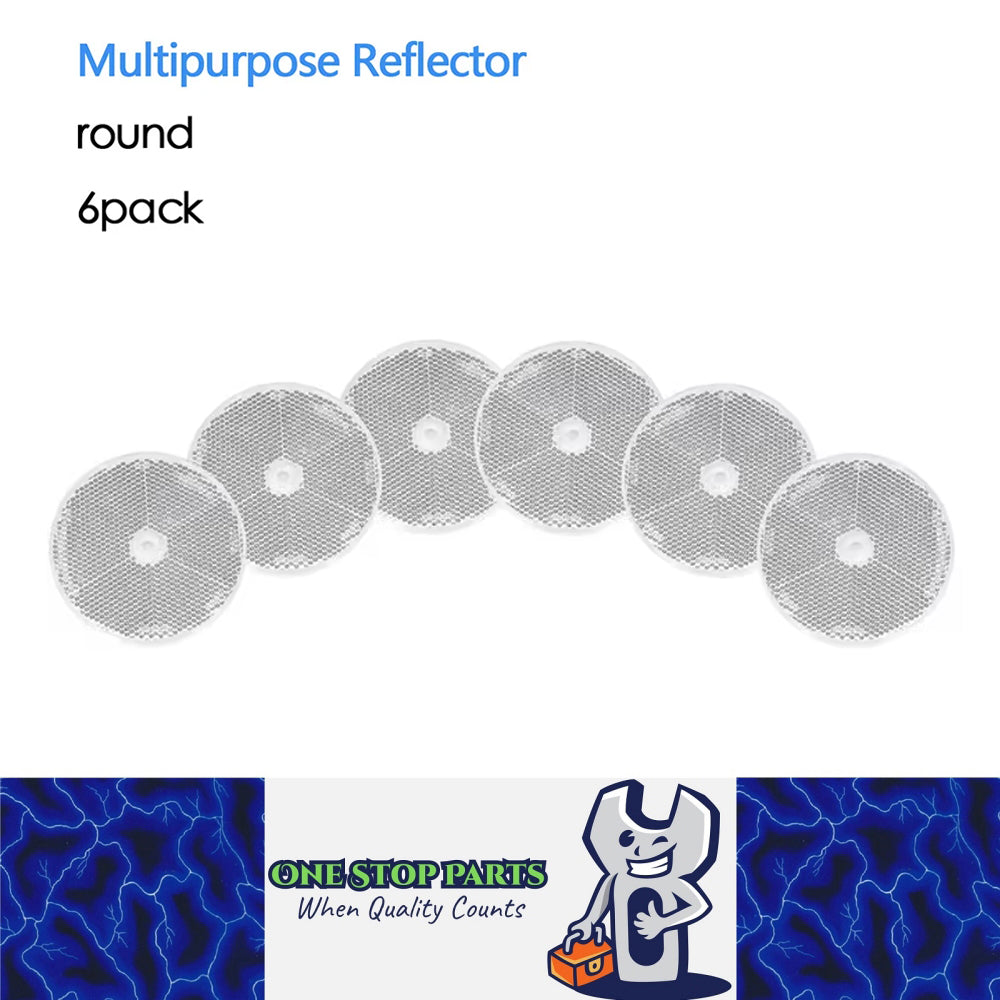 6 x White Reflectors Screw on White Reflectors 80mm Round Reflectors with Screws