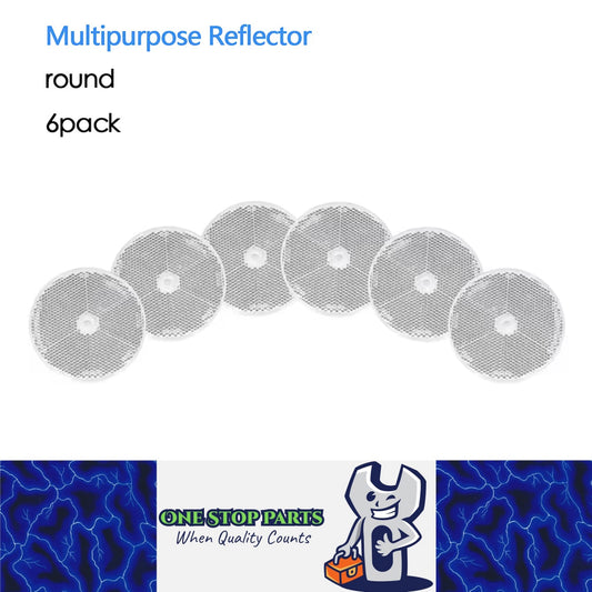 6 x White Reflectors Screw on White Reflectors 80mm Round Reflectors with Screws