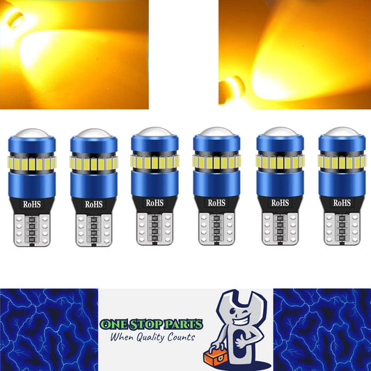 6pcs T10 Yellow 19SMD Canbus LED Bulbs Super Bright 194 W5W T10 LED Globes