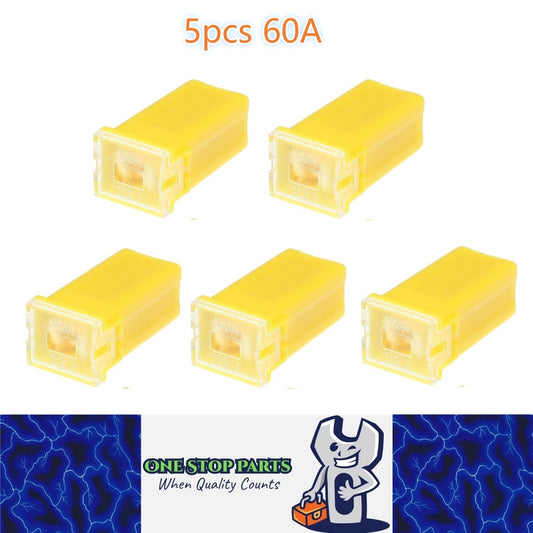 5 x 60Amp Yellow Small Slow Blow Fuse Block 10mmx12mm x 27mm High 60A Fuse (5pcs