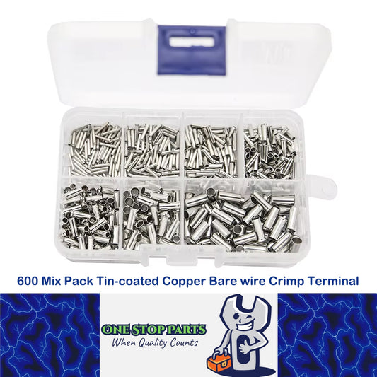 600 Mix Pack Tin-coated Copper Bare wire Crimp Terminal 0.5mm² - 6.0mm² (600pcs)