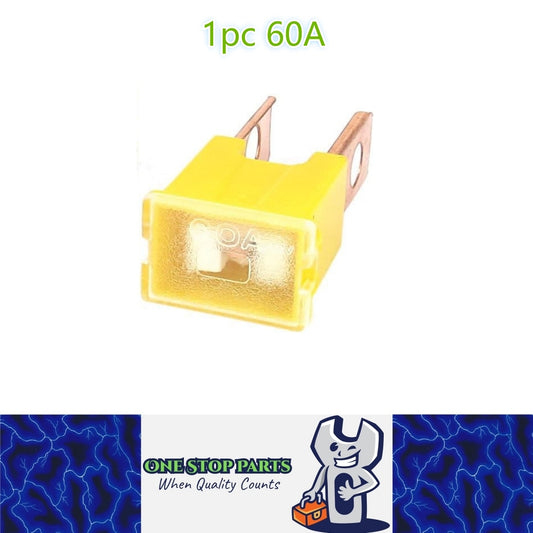 1 x 60Amp Yellow Large Male Slow Blow Fuse Block 15mmx22mm x 43mm High 60A Fuse