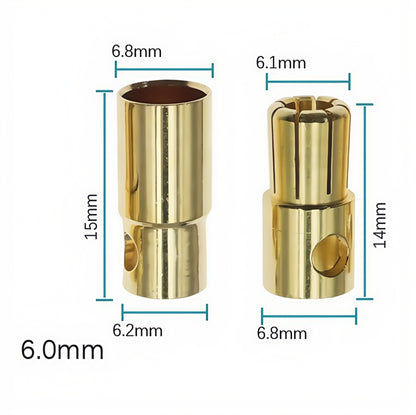 10 Pairs 6mm Bullet Connectors Banana Plugs Male Female for RC Battery ESC Motor