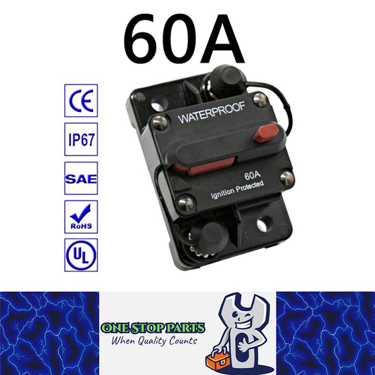 12v 60A Circuit Breaker Manual Reset Water Proof Ideal for 4wd Caravan Boat