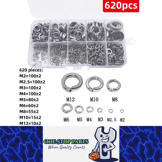 620 x 304 Stainless Steel Spring Split Lock Washers Elastic Gaskets M2 to M12