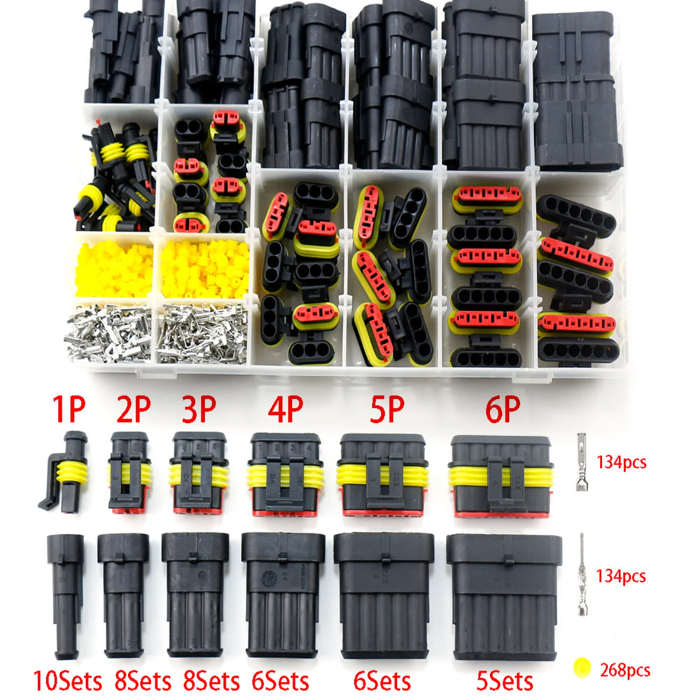 622x 1/2/3/4/5/6 Pin AMP Waterproof Connector Car Wire Plug with Crimping Plier
