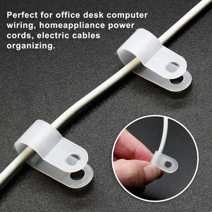 100 X White 10.4mm P Clamps Cable saddle clips R-Type Nylon Plastic Clamps 100pc