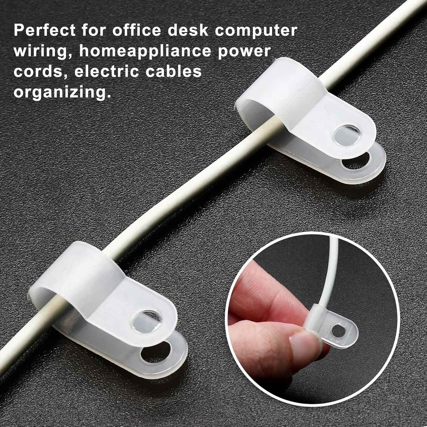100 X White 8.4mm P Clamps Cable saddle clips R-Type Nylon Plastic Clamps 100pcs