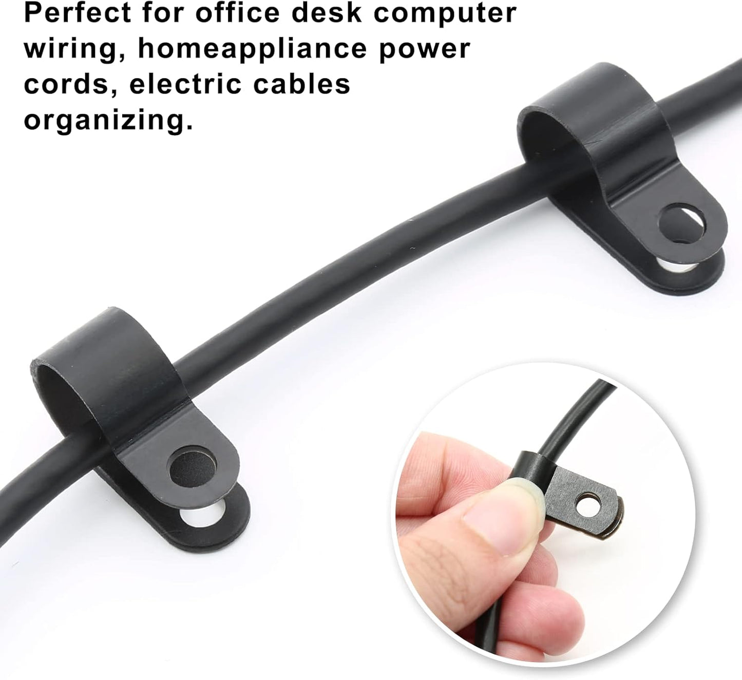 100 X Black 12.7mm P Clamps Cable saddle clips R-Type Nylon Plastic Clamps 100pc