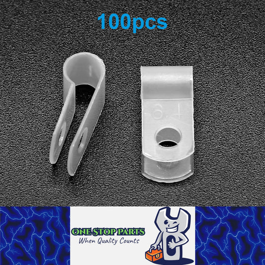 100 X White 6.4mm P Clamps Cable saddle clips R-Type Nylon Plastic Clamps 100pcs