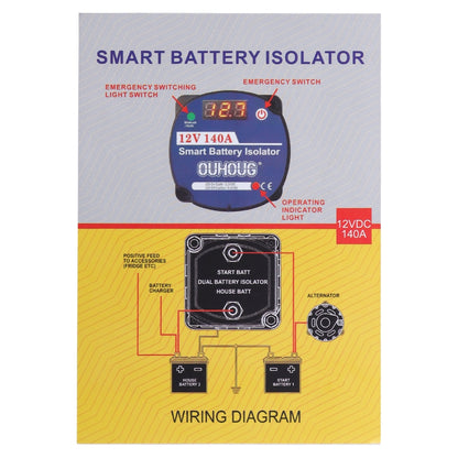 12V 140 Amp Smart Battery Isolator Voltage Sense Relay VSR with LED Display