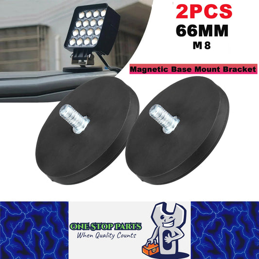 2pcs 66mm Strong Magnetic Base Mount Bracket with M8 Stud for LED Work Light Bar