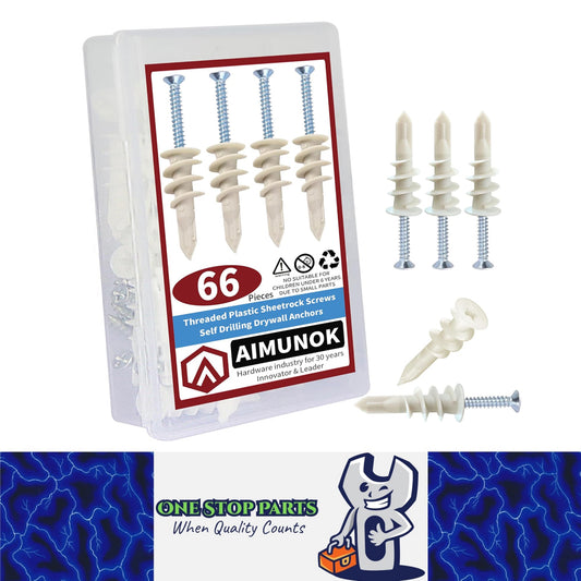 66pcs Self Drilling Drywall Anchors & Screws No Pre-Drill Wall Fix Kit
