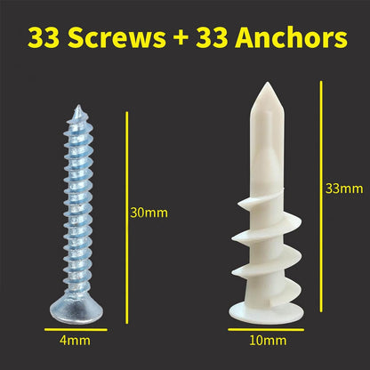 66pcs Self Drilling Drywall Anchors & Screws No Pre-Drill Wall Fix Kit
