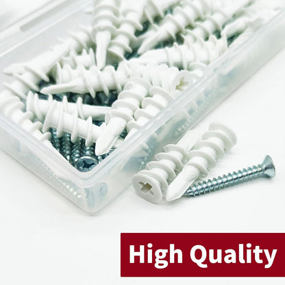 66pcs Self Drilling Drywall Anchors & Screws No Pre-Drill Wall Fix Kit