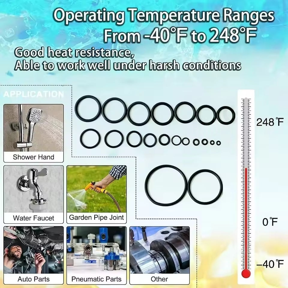 419pcs O Ring Kit Rubber Seals 32 Sizes O Rings Gaskets Sealing for Plumbing Car