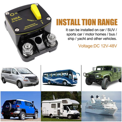 80A Circuit Breaker 12-48V DC Waterproof Manual Reset for Marine Boat RV Yatch