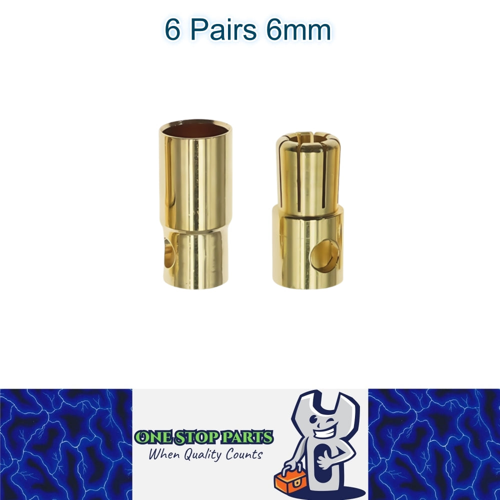 6 Pairs 6mm Bullet Connectors Banana Plugs Male Female for RC Battery ESC Motor