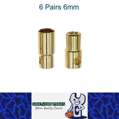 6 Pairs 6mm Bullet Connectors Banana Plugs Male Female for RC Battery ESC Motor