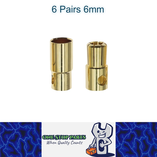 6 Pairs 6mm Bullet Connectors Banana Plugs Male Female for RC Battery ESC Motor