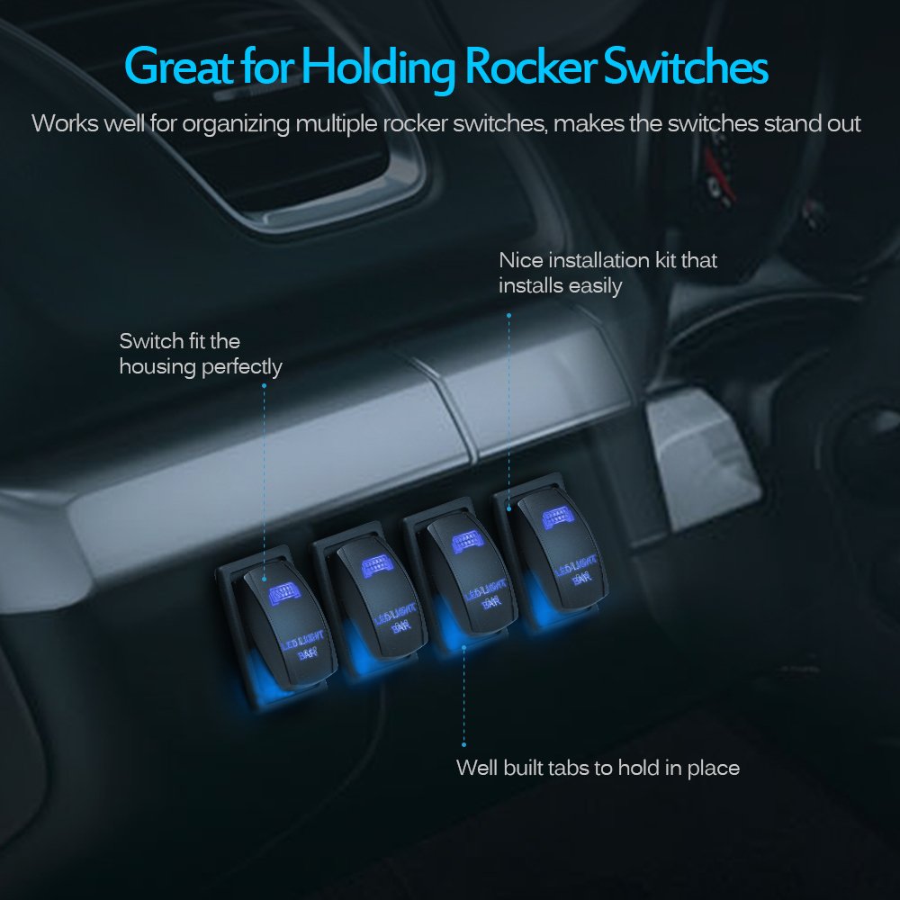 6 ROCKER PUSH SWITCH HOLDER GANG MOUNT FOR IN OR UNDER DASH MOUNTING HOLDS 6